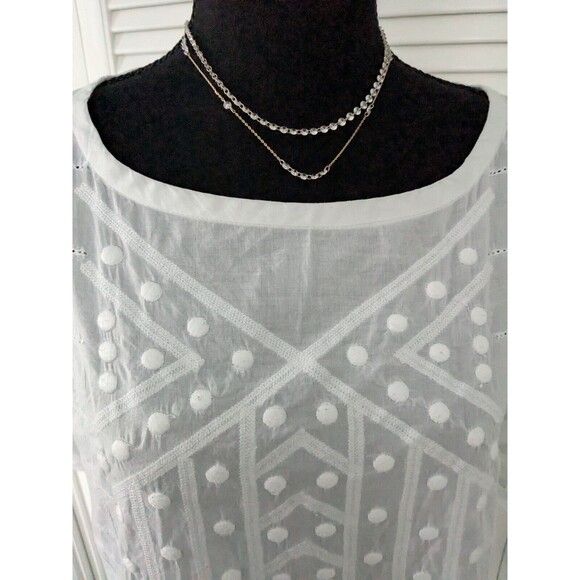 Madewell Broadway & Broome Top Women's S White Cotton Blouse Cottagecore Crochet - Picture 2 of 13
